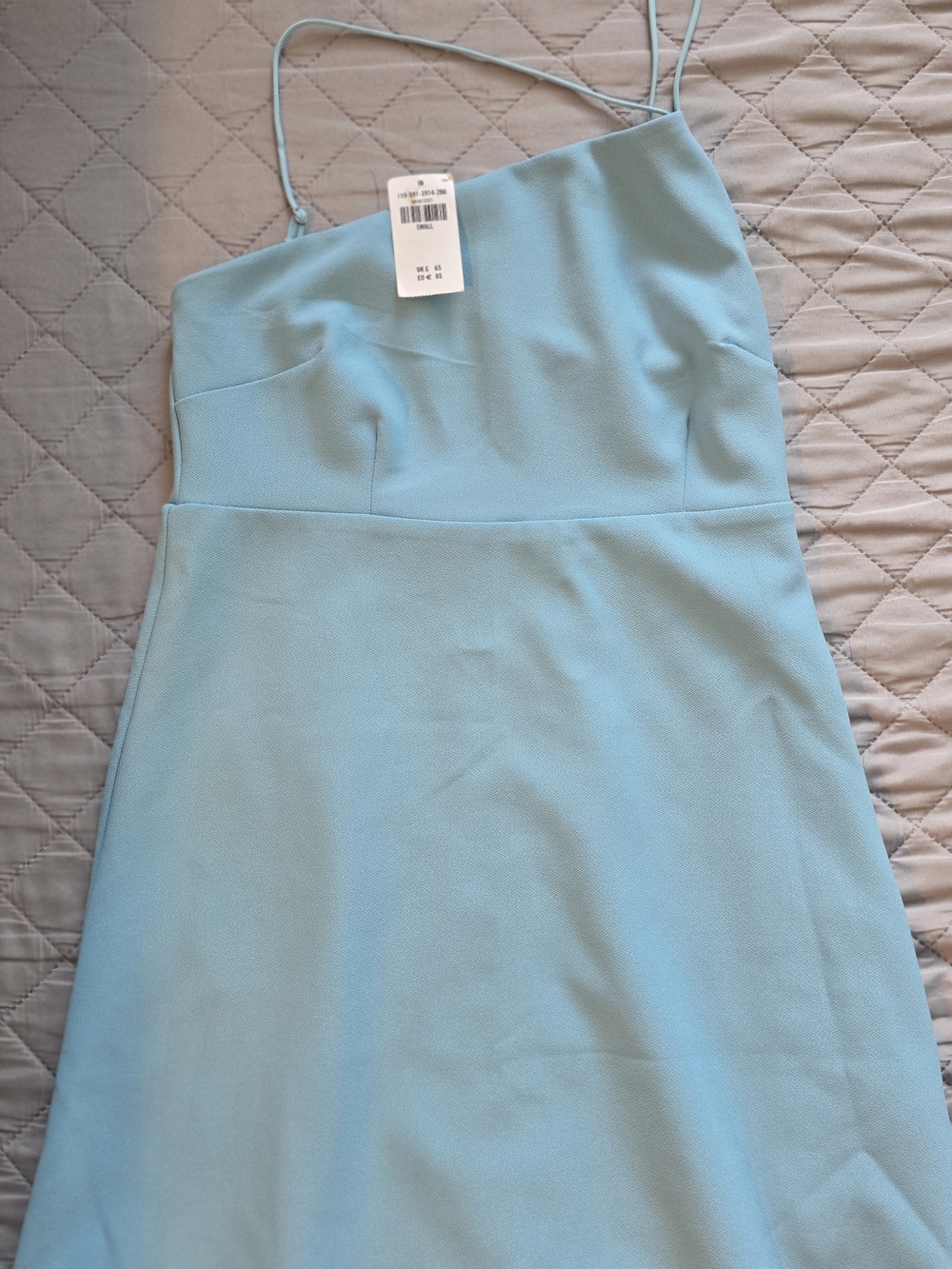 NWT Abercrombie & Fitch One-Shoulder Light Blue Slip Dress Skort